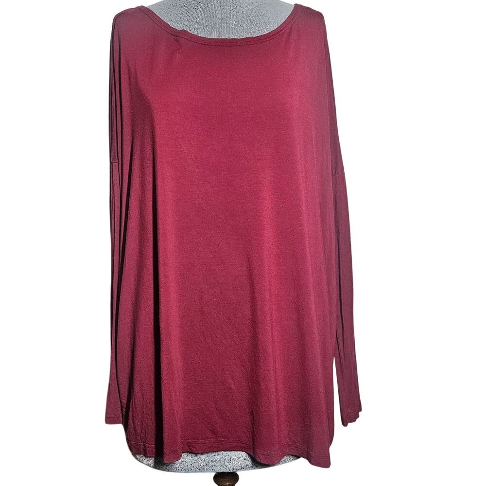 Burgandy Long Sleeve Bamboo Blend Tee Size 2X
